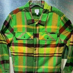 Men's Green Plaid Shirt Jacket